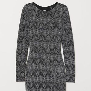 H&M Glittery Jersey Dress Silver and Black